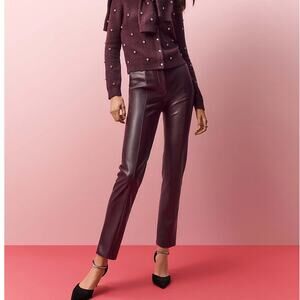 ANN TAYLOR The High Rise Eva Ankle Pant in Faux Leather Patent Purple {VV25}